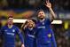 Chelsea's Spanish midfielder Pedro (2nd L) celebrates with teammates after scoring the opening goal of the first leg of the UEFA Europa League round of 16 football match between Chelsea and Dynamo Kiev at Stamford Bridge stadium in London on March 7, 2019. (Photo by Glyn KIRK / AFP) (Photo credit should read GLYN KIRK/AFP/Getty Images)