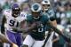 Philadelphia Eagles' Jay Ajayi runs against the Minnesota Vikings during an NFL football game, Sunday, Oct. 7, 2018 in Philadelphia. (Winslow Townson/AP Images for Panini)