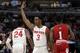 Ohio State's C.J. Jackson (3) reacts after making a 3-point basket during the second half of an NCAA college basketball game against the Indiana in the second round of the Big Ten Conference tournament, Thursday, March 14, 2019, in Chicago. The Ohio State won 79-75. (AP Photo/Nam Y. Huh)