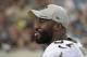 New Orleans Saints defensive end Alex Okafor watches play from the sidelines during the first half of an NFL preseason football game against the Jacksonville Jaguars, Thursday, Aug. 9, 2018, in Jacksonville, Fla. (AP Photo/Phelan M. Ebenhack)