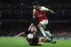 LONDON, ENGLAND - MARCH 14: Pierre-Emerick Aubameyang of Arsenal takes on Damien Da Silva of Stade Rennais during the UEFA Europa League Round of 16 Second Leg match between Arsenal and Stade Rennais at Emirates Stadium on March 14, 2019 in London, England. (Photo by Bryn Lennon/Getty Images)