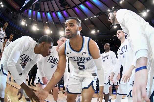 NEW YORK, NY - MARCH 14:  Phil Booth #5 of the Villanova Wildcats is introduced before the Big East Conference basketball  quarterfinal game  against the Providence Friars at Madison Square Garden March 14, 2019 in New York City.  (Photo by Mitchell Layton/Getty Images)