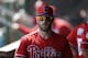 Philadelphia Phillies right fielder Bryce Harper before a spring training baseball game against the Tampa Bay Rays Monday, March 11, 2019, in Clearwater, Fla. (AP Photo/Chris O'Meara)