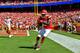KANSAS CITY, MO - SEPTEMBER 23: Chris Conley #17 of the Kansas City Chiefs catches a touchdown pass in the corner of the end zone during the second quarter of the game against the San Francisco 49ers at Arrowhead Stadium on September 23rd, 2018 in Kansas City, Missouri. (Photo by Peter Aiken/Getty Images)