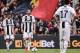 Juventus' Bosnian midfielder Miralem Pjanic (L) and Juventus' Italian defender Leonardo Bonucci (C) react after Juventus conceded a goal during the Italian Serie A football Match Genoa vs Juventus on March 17, 2019 at the Luigi-Ferraris stadium in Genoa. (Photo by Marco BERTORELLO / AFP) (Photo credit should read MARCO BERTORELLO/AFP/Getty Images)