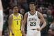 Michigan State's Xavier Tillman (23) reacts during the second half of an NCAA college basketball championship game against Michigan in the Big Ten Conference tournament, Sunday, March 17, 2019, in Chicago. (AP Photo/Kiichiro Sato)