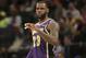 Los Angeles Lakers' LeBron James reacts during the second half of an NBA basketball game against the New York Knicks, Sunday, March 17, 2019, in New York. (AP Photo/Seth Wenig)