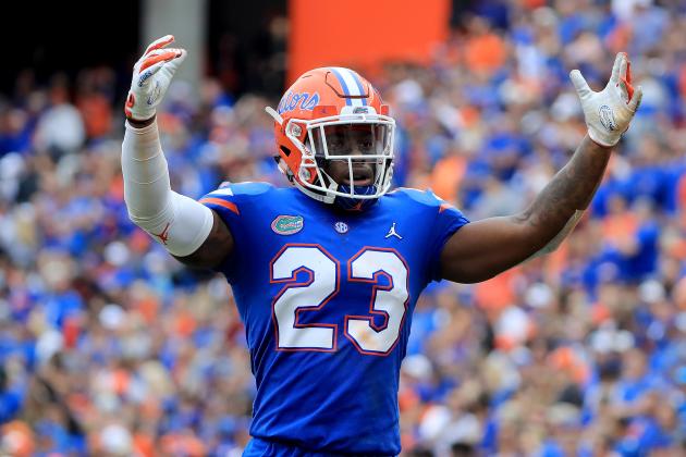 GAINESVILLE, FLORIDA - NOVEMBER 10: Chauncey Gardner-Johnson #23 of the Florida Gators asks the crowd for noise during the game against the South Carolina Gamecocks at Ben Hill Griffin Stadium on November 10, 2018 in Gainesville, Florida. (Photo by Sam Greenwood/Getty Images)