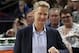 Golden State Warriors head coach Steve Kerr directs his team against the Minnesota Timberwolves in the second half of an NBA basketball game Tuesday, March 19, 2019, in Minneapolis. The Warriors won 117-107. (AP Photo/Jim Mone)