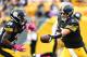 PITTSBURGH, PA - OCTOBER 08: Ben Roethlisberger #7 hands the ball of to Le'Veon Bell #26 of the Pittsburgh Steelers during the game against the Jacksonville Jaguars at Heinz Field on October 8, 2017 in Pittsburgh, Pennsylvania. (Photo by Joe Sargent/Getty Images) *** Local Caption ***