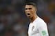 FILE - In this file photo dated Saturday, June 30, 2018, Portugal's Cristiano Ronaldo reacts during the round of 16 match between Uruguay and Portugal during the 2018 soccer World Cup at the Fisht Stadium in Sochi, Russia. Cristiano Ronaldo is leaving Real Madrid it is announced Tuesday July 10, 2018, to join Italian club Juventus, bringing to an end a hugely successful nine-year spell in Spain. (AP Photo/Francisco Seco, FILE)