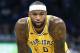 Golden State Warriors center DeMarcus Cousins waits on the ball to come into play during the first quarter of an NBA basketball game against the Orlando Magic in Orlando, Fla., on Thursday, Feb. 28, 2019. (AP Photo/Reinhold Matay)