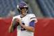 Minnesota Vikings quarterback Trevor Siemian warms up before a preseason NFL football game against the Tennessee Titans Thursday, Aug. 30, 2018, in Nashville, Tenn. (AP Photo/Mark Zaleski)