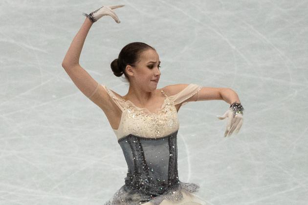 Russia's Alina Zagitova performs in the women's short program during the 2019 ISU World Figure Skating Championships in the Japanese city of Saitama on March 20, 2019. (Photo by Nicolas Datiche / AFP)        (Photo credit should read NICOLAS DATICHE/AFP/Getty Images)