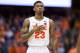 SYRACUSE, NY - MARCH 04: Frank Howard #23 of the Syracuse Orange motions to a teammate during the first half against the Virginia Cavaliers at the Carrier Dome on March 4, 2019 in Syracuse, New York. Virginia defeats Syracuse 79-53. (Photo by Brett Carlsen/Getty Images)