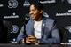 ORLANDO, FL - FEBRUARY 14: Markelle Fultz speaks to the media during the press conference on February 14, 2019 at Amway Center in Orlando, Florida. NOTE TO USER: User expressly acknowledges and agrees that, by downloading and or using this photograph, User is consenting to the terms and conditions of the Getty Images License Agreement. Mandatory Copyright Notice: Copyright 2019 NBAE (Photo by Fernando Medina/NBAE via Getty Images)