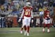 AFC tight end Jared Cook (87), of the Oakland Raiders, lines up for a play during the second half of the NFL Pro Bowl football game against the NFC Sunday, Jan. 27, 2019, in Orlando, Fla. (AP Photo/Phelan M. Ebenhack)