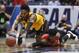 Arizona State's Kimani Lawrence, left, and St. John's Sedee Keita, right, dive for a loose ball during the first half of a First Four game of the NCAA men's college basketball tournament, Wednesday, March 20, 2019, in Dayton, Ohio. (AP Photo/John Minchillo)