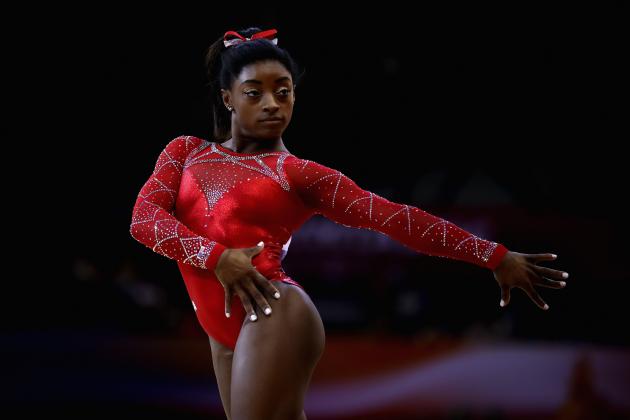 DOHA, QATAR - NOVEMBER 03:  Simone Biles of the USA competes on the the Floor during day ten of the 2018 FIG Artistic Gymnastics Championships at Aspire Dome on November 3, 2018 in Doha, Qatar.  (Photo by Francois Nel/Getty Images)