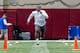 Alabama's Josh Jacobs runs the 40-yard dash at the Alabama's NFL Pro Day, Tuesday, March 19, 2019, in Tuscaloosa, Ala. (AP Photo/Vasha Hunt)