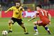 Russia's Aleksandr Golovin, right, challenges Belgium's Eden Hazard, left, during the Euro 2020 Group I qualifying match between Belgium and Russia at the King Baudouin stadium in Brussels on Thursday March 21, 2019. (AP Photo/Geert Vanden Wijngaert)