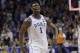 Duke's Zion Williamson (1) celebrates after Duke defeated Florida State in the NCAA college basketball championship game of the Atlantic Coast Conference tournament in Charlotte, N.C., Saturday, March 16, 2019. (AP Photo/Nell Redmond)