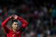 Portugal's forward Cristiano Ronaldo reacts during the Euro 2020 qualifying football match Portugal vs Ukraine at Luz stadium in Lisbon on March 22, 2019. (Photo by PATRICIA DE MELO MOREIRA / AFP) (Photo credit should read PATRICIA DE MELO MOREIRA/AFP/Getty Images)
