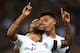 LONDON, ENGLAND - MARCH 22: Raheem Sterling of England celebrates the 3rd goal with Jadon Sancho during the 2020 UEFA European Championships group A qualifying match between England and Czech Republic at Wembley Stadium on March 22, 2019 in London, United Kingdom. (Photo by Marc Atkins/Getty Images)