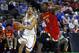 LSU's Tremont Waters, left, goes to the basket past Maryland's Darryl Morsell (11) during the first half of a second-round game in the NCAA men’s college basketball tournament in Jacksonville, Fla., Saturday, March 23, 2019. (AP Photo/Stephen B. Morton)