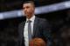 Minnesota Timberwolves head coach Ryan Saunders in the second half of an NBA basketball game Tuesday, March 12, 2019, in Denver. The Nuggets won 133-107. (AP Photo/David Zalubowski)