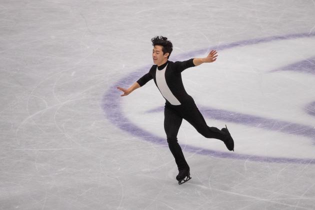 USA's Nathan Chen performs in the mens short program during the world figure skating championships in Japanese city of Saitama on March 21, 2019 (Photo by Nicolas Datiche / Nicolas Datiche / AFP)        (Photo credit should read NICOLAS DATICHE/AFP/Getty Images)