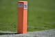 An ACC field marker stands in the end zone during the second half of an NCAA college football game between Georgia Tech and Miami, Saturday, Oct. 1, 2016, in Atlanta. (AP Photo/Mike Stewart)