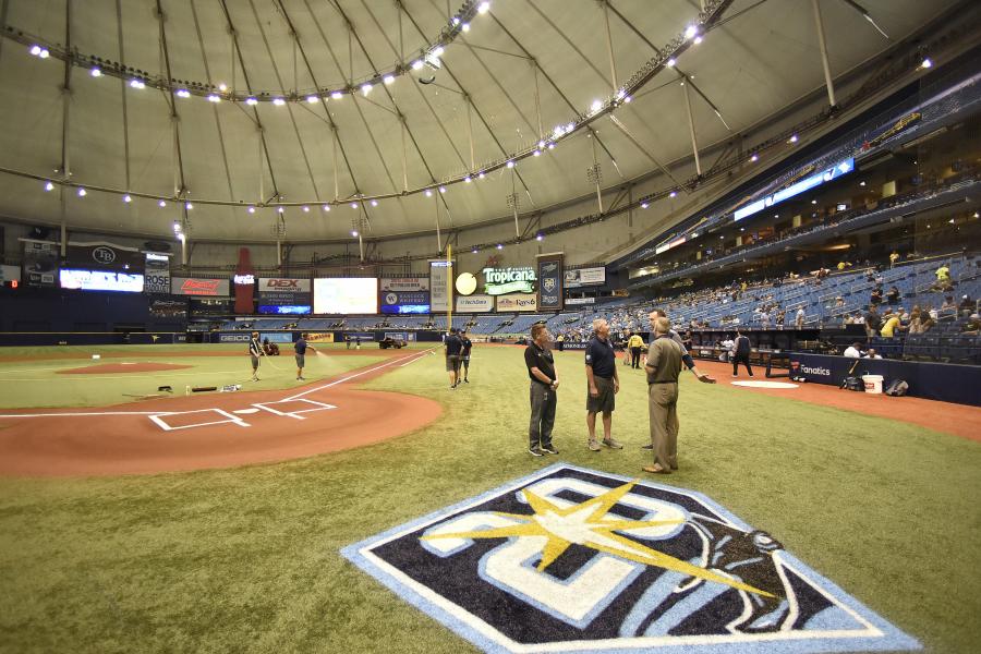 Why is Tropicana Field lit red, white, and blue? - DRaysBay