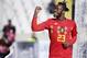 Belgium's forward Michy Batshuayi celebrates after scoring during the Euro 2020 Group I football qualification match between Cyprus and Belgium at the GSP Stadium in Nicosia, on March 24, 2019. (Photo by - / AFP) (Photo credit should read -/AFP/Getty Images)