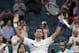 Novak Djokovic, of Serbia, celebrates after his match against Federico Delbonis, of Argentina, during the Miami Open tennis tournament, Sunday, March 24, 2019, in Miami Gardens, Fla. Djokovic won 7-5, 4-6, 6-1. (AP Photo/Lynne Sladky)