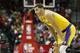 HOUSTON, TX - JANUARY 19: Lonzo Ball #2 of the Los Angeles Lakers reacts after a foul against the Houston Rockets in the first half at Toyota Center on January 19, 2019 in Houston, Texas. NOTE TO USER: User expressly acknowledges and agrees that, by downloading and or using this Photograph, user is consenting to the terms and conditions of the Getty Images License Agreement. (Photo by Tim Warner/Getty Images)