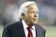 FILE - In this Sept. 23, 2018, file photo, New England Patriots owner Robert Kraft walks on the sidelines before an NFL football game against the Detroit Lions in Detroit. Kraft has pleaded not guilty to two counts of misdemeanor solicitation of prostitution. Kraft’s attorney Jack Goldberger filed the written plea in Palm Beach County, Fla., court documents released Thursday, Feb. 28, 2019. The 77-year-old Kraft is requesting a non-jury trial. (AP Photo/Carlos Osorio, File)