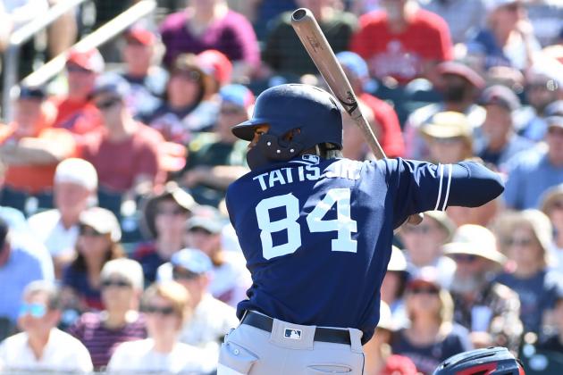 GOODYEAR, ARIZONA - MARCH 18: Fernando Tatis Jr #84 of the San Diego Padres follows through on a swing against the Cleveland Indians during a spring training game at Goodyear Ballpark on March 18, 2019 in Goodyear, Arizona. (Photo by Norm Hall/Getty Images)