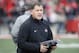 COLUMBUS, OH - NOVEMBER 11: Defensive coordinator Greg Schiano of the Ohio State Buckeyes looks on during a game against the Michigan State Spartans at Ohio Stadium on November 11, 2017 in Columbus, Ohio. Ohio State won 48-3. (Photo by Joe Robbins/Getty Images)