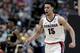 Gonzaga forward Brandon Clarke celebrates after scoring against Florida State during the second half an NCAA men's college basketball tournament West Region semifinal Thursday, March 28, 2019, in Anaheim, Calif. (AP Photo/Jae C. Hong)