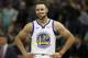 Golden State Warriors' Stephen Curry in the first half of an NBA basketball game against the Minnesota Timberwolves, Friday March 29, 2019, in Minneapolis. The Timberwolves won 131-130 in overtime. (AP Photo/Stacy Bengs)