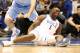 DURHAM, NORTH CAROLINA - FEBRUARY 20: (EDITORS NOTE: Retransmission with alternate crop.) Zion Williamson #1 of the Duke Blue Devils reacts after falling as his shoe breaks in the first half of the game against the North Carolina Tar Heels at Cameron Indoor Stadium on February 20, 2019 in Durham, North Carolina. (Photo by Streeter Lecka/Getty Images)