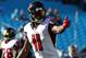 Atlanta Falcons' Julio Jones (11) gives a thumbs up as he warms up before an NFL football game against the Carolina Panthers in Charlotte, N.C., Sunday, Dec. 23, 2018. (AP Photo/Jason E. Miczek)