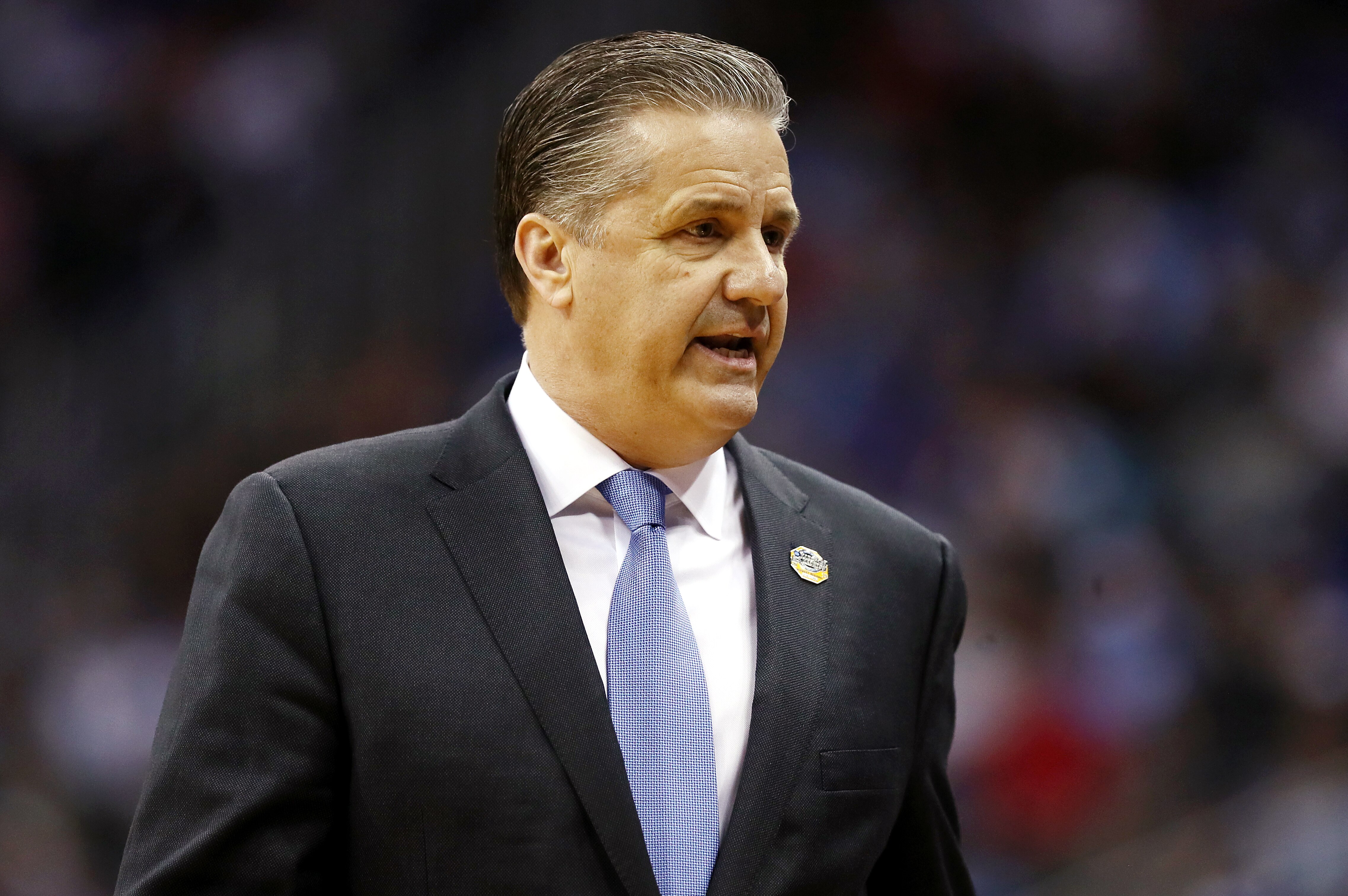 KANSAS CITY, MISSOURI - MARCH 29: Head coach John Calipari of the Kentucky Wildcats reacts against the Houston Cougars during the 2019 NCAA Basketball Tournament Midwest Regional at Sprint Center on March 29, 2019 in Kansas City, Missouri. (Photo by Jamie Squire/Getty Images)