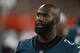 Philadelphia Eagles defensive back Malcolm Jenkins watches during the second half of an NFL preseason football game against the Cleveland Browns, Thursday, Aug. 23, 2018, in Cleveland. (AP Photo/Ron Schwane)
