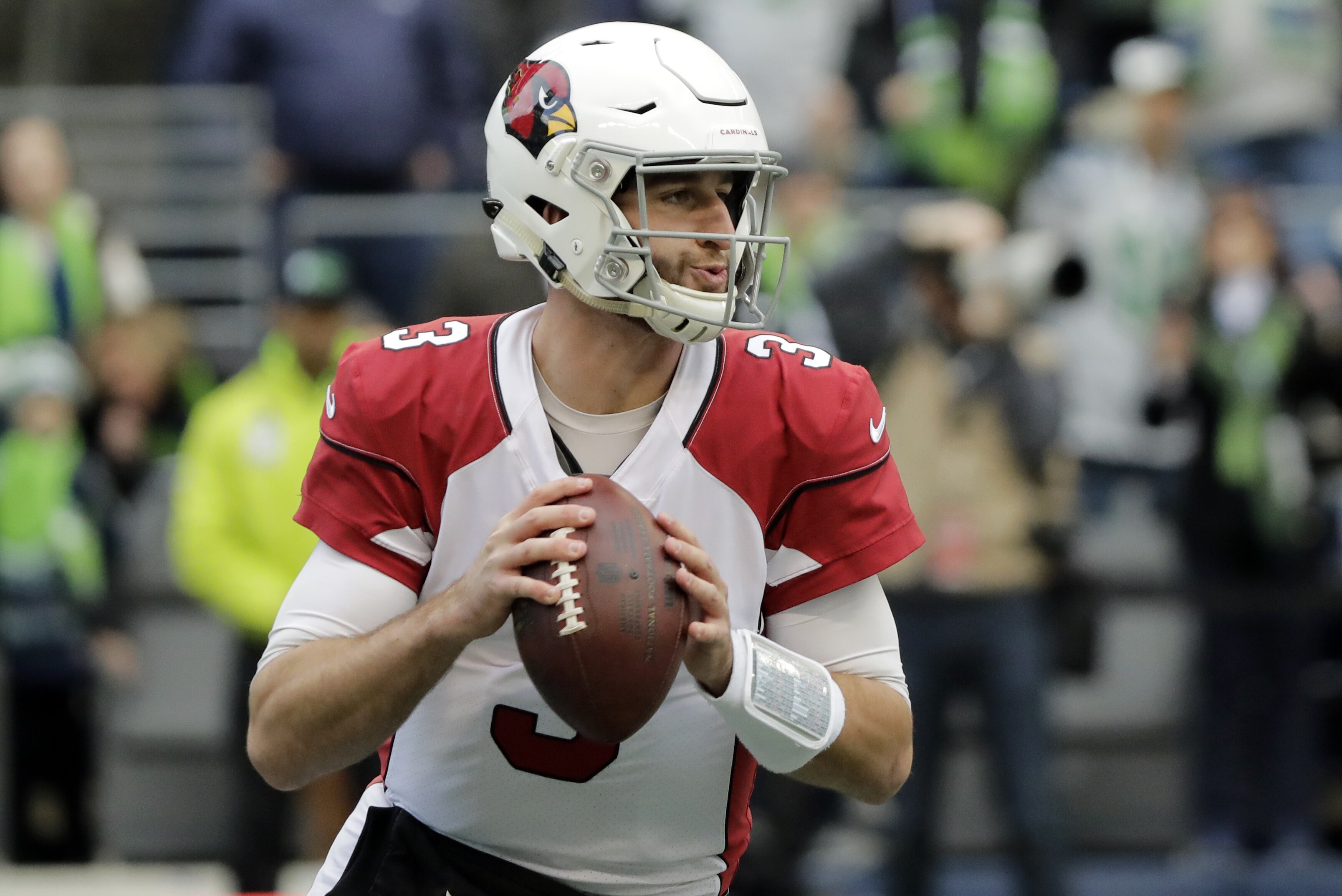 Arizona Cardinals quarterback Josh Rosen drops back to pass against the Seattle Seahawks during the first half of an NFL football game, Sunday, Dec. 30, 2018, in Seattle. (AP Photo/Ted S. Warren)
