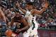 MILWAUKEE, WI - MARCH 26: James Harden #13 of the Houston Rockets handles the ball against Giannis Antetokounmpo #34 of the Milwaukee Bucks on March 26, 2019 at the Fiserv Forum in Milwaukee, Wisconsin. NOTE TO USER: User expressly acknowledges and agrees that, by downloading and or using this photograph, user is consenting to the terms and conditions of the Getty Images License Agreement. Mandatory Copyright Notice: Copyright 2019 NBAE (Photo by Gary Dineen/NBAE via Getty Images)