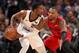 DENVER, COLORADO - JANUARY 13: Malik Beasley #25 of the Denver Nuggets is guarded by Damian Lillard #0 of the Portland Trail Blazers at the Pepsi Center on January 13, 2019 in Denver, Colorado. NOTE TO USER: User expressly acknowledges and agrees that, by downloading and or using this photograph, User is consenting to the terms and conditions of the Getty Images License Agreement. (Photo by Matthew Stockman/Getty Images)