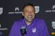 SACRAMENTO, CA - JUNE 23: GM Vlade Divac observes Marvin Bagley III of the Sacramento Kings in the media on June 23, 2018 at the Golden 1 Center in Sacramento, California. NOTE TO USER: The user acknowledges and expressly agrees that by downloading and / or using this photograph, the user consents to the terms and conditions of the Getty Images License Agreement. Compulsory Copyright Notice: Copyright 2017 NBAE (Photo by Rocky Widner / NBAE via Getty Images) Vlade Divac