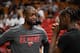 MIAMI, FL - MARCH 02: Dwyane Wade #3 of the Miami Heat speaks to his son Zaire Blessing Dwyane Wade before the game against the Brooklyn Nets in the half at American Airlines Arena on March 2, 2019 in Miami, Florida. NOTE TO USER: User expressly acknowledges and agrees that, by downloading and or using this photograph, User is consenting to the terms and conditions of the Getty Images License Agreement. (Photo by Mark Brown/Getty Images)